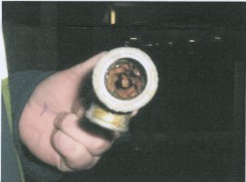 A section of pipe removed from the hot water supply pipe work to the Ravenscar block